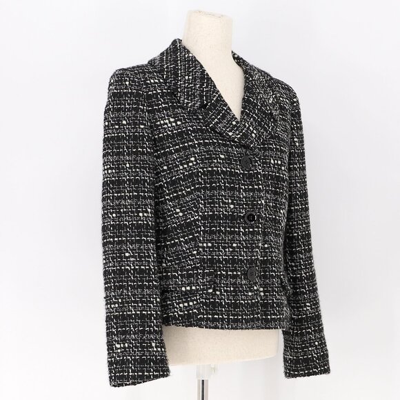 LAFAYETTE 148 NY Wool Blend Tweed Blazer Jacket Size 8 Black and White - Picture 2 of 5